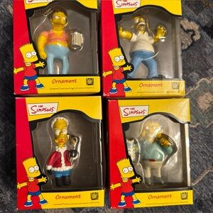 New The Simpsons Character cartoon Ornaments Set 2001 Homer Bart Barney Ralph